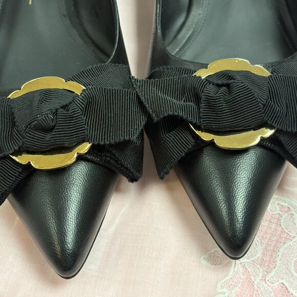 NEW-Salvatore Ferragamo-54595-Women Black Leather heel Dress shoes.Sz-8B.Italy. - Picture 12 of 14